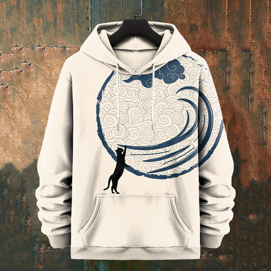 Men's Japanese Art Cat Graphics Print Casual Hoodie elevenforest
