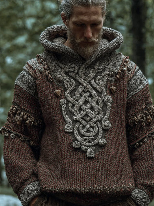 Men's Vintage Viking Celtic Knot Long-sleeved Hooded Sweater artswardrobe