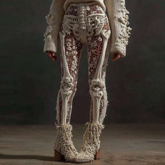 Women's Halloween Mesh Skull Casual Leggings artswardrobe
