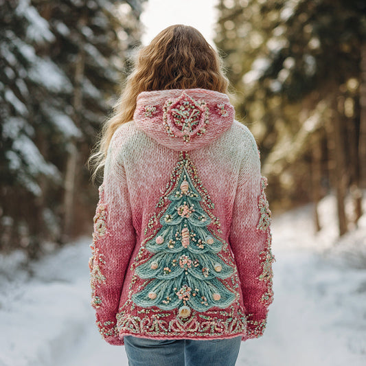 Pearl Christmas Tree Ombre Hooded Sweater artswardrobe