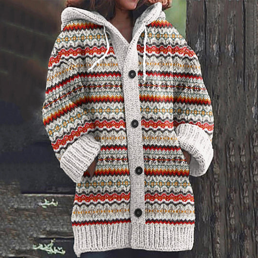 Vintage Icelandic Ethnic Floral Knitted Warm Cardigan Sweater artswardrobe