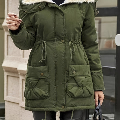 LM | Warm faux fur jacket with zipper and drawstring at the waist