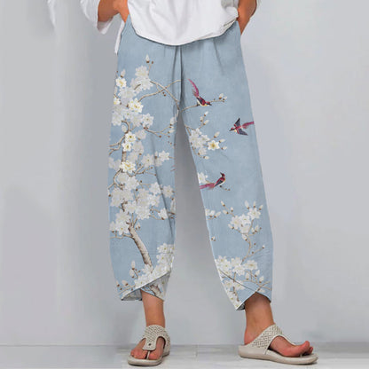 Comstylish Floral Print Loose Casual Pants