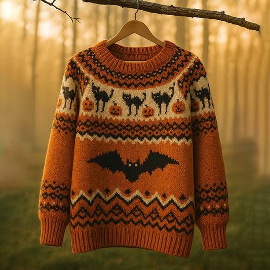 Women's Retro Halloween Print Sweater artswardrobe