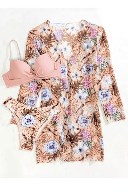 Rosalía® | Tropical Print Wrap Underwire Bikini With Cover-up