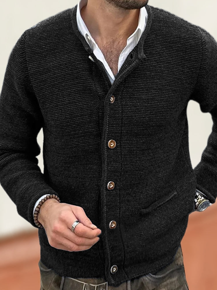 Men's Vintage Crew Neck Cozy Sweater Cardigan elevenforest