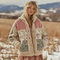 Women's Floral Patchwork Comfortable Hooded Knitted Sweater artswardrobe