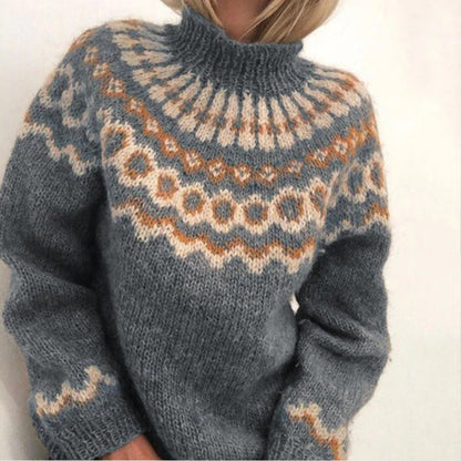 Vintage Turtleneck Pullover Chunky Jacquard Sweater elevenforest