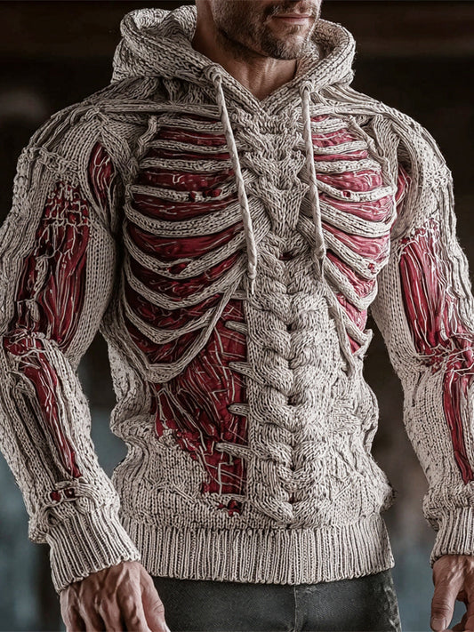 Halloween Horror Muscle Anatomy Art Men's Knit Hoodie artswardrobe