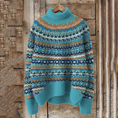 Vintage Icelandic Geometric Knit Thermal Turtleneck Sweater elevenforest