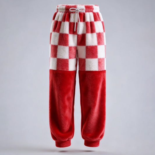 Comstylish Men's Fun Christmas Color-blocked Comfortable Plush Sweatpants
