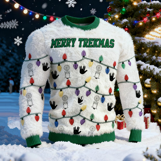 Comstylish Men's Christmas Merry Christmas Lights Color Block Ugly Sweater