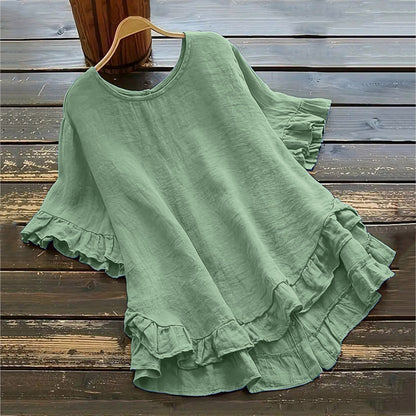 Comstylish Women's Retro Button Up Cotton And Linen Shirt