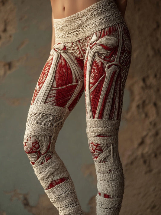 Muscle Anatomy Bandages Vintage Cozy Knit Leggings artswardrobe