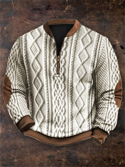 Men's Vintage Viking Cable Knit Zip Up Sweatshirt elevenforest