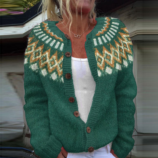 Vintage Icelandic Geometric Knit Warm Sweater Cardigan elevenforest