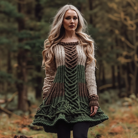 Women's Irish Celtic Knot Gradient Knit Sweater Dress artswardrobe