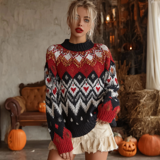 Gothic Style Lady Clown Style Retro Knitted Sweater artswardrobe