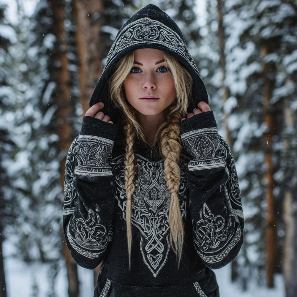 Comstylish Vintage Viking Celtic Knot Pattern Comfy Hoodie
