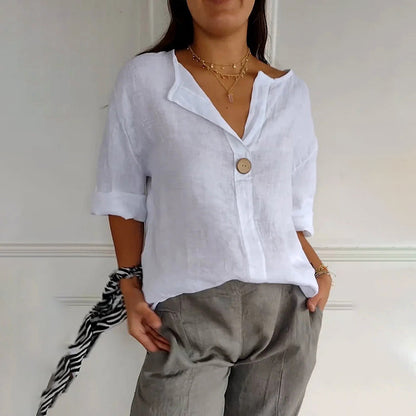 Comstylish Women's Casual Solid Color Cotton Shirt
