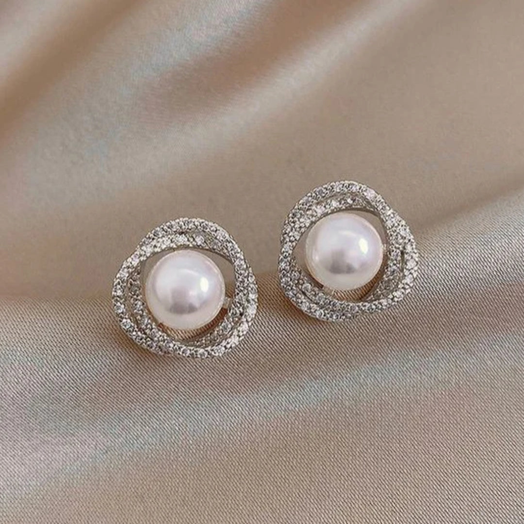 Bright Spiral Pearl Earrings