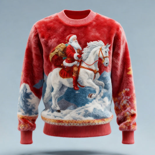 Comstylish Men's Christmas Santa Claus Comfortable Plush Sweatshirt