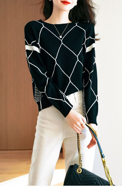 LM | Sweater with contrasting check pattern 2024