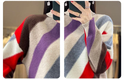 LM | Contrast color turtleneck sweater 2024