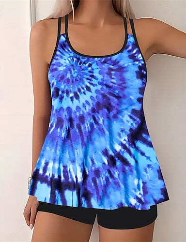 Tankini Two Piece Swimsuit Swimwear Swimwear Black White Breathable Quick Dry Lightweight Sleeveless - Swimming Surfing Beach Summer Spring
