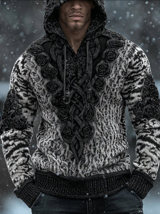 Men's Dark Rose Vintage Hooded Sweatshirt artswardrobe