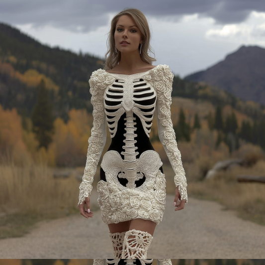 Halloween Human Anatomy Design Women's Knit Sweater Dress artswardrobe