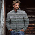 Men's Vintage Fairman Island Knit Jacquard Zip Sweater artswardrobe