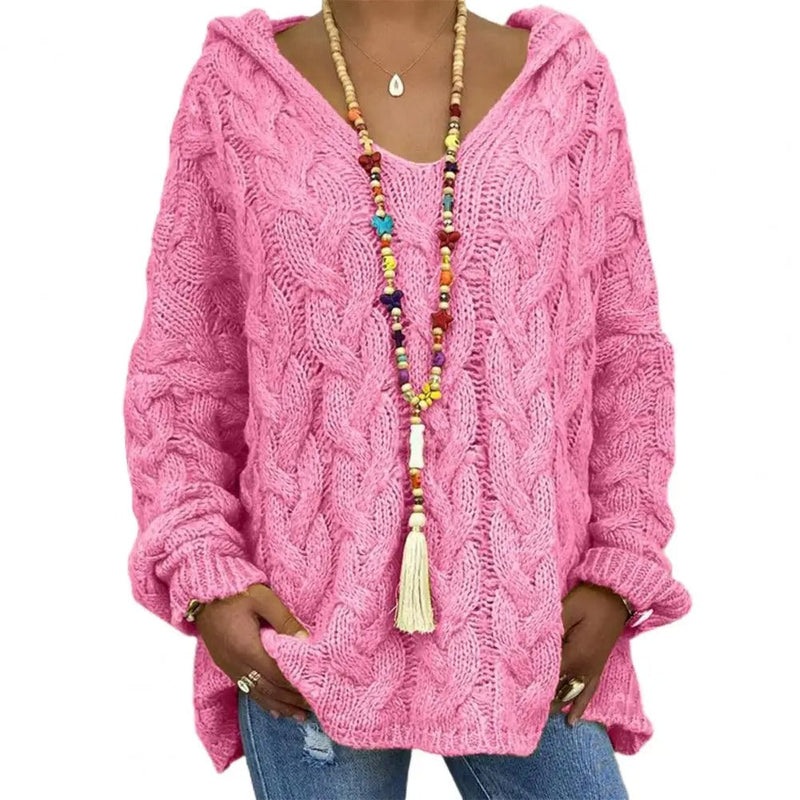 LM | Hooded sweater with V-neck