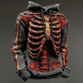 Halloween Bloody Skeleton Cozy Knit Hooded Sweater artswardrobe