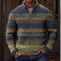 Men's Vintage Gradient Knitted Jacquard Zip Sweater artswardrobe