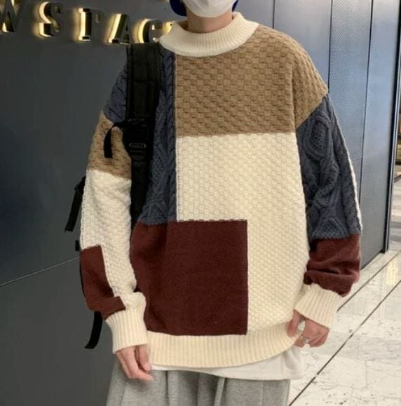 LM | Patchwork jacquard knit sweater