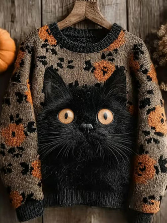 Women's Halloween Print Sweater artswardrobe