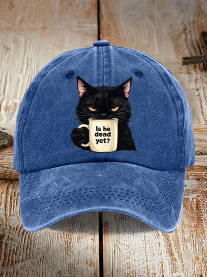 Unisex Casual Cat Washed Cotton Hat elevenforest