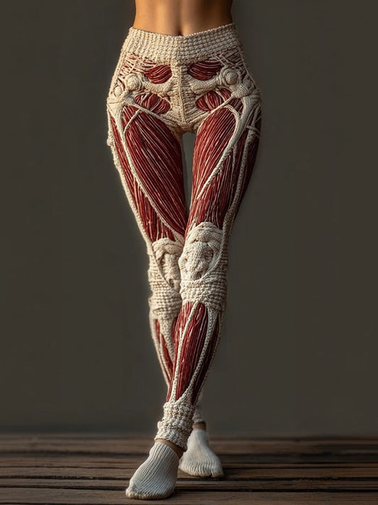 Halloween Vintage Muscle Anatomy Art Cozy Knit Leggings artswardrobe