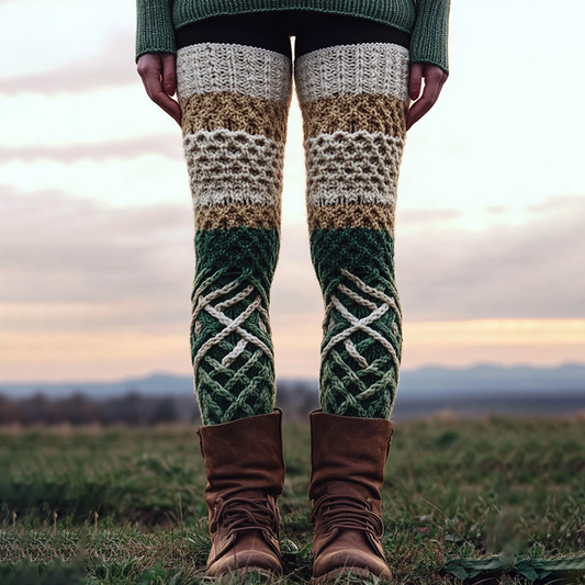 Vintage St. Patrick's Gradient Geometry Cozy Knit Leggings artswardrobe