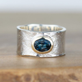 Silver Inlaid Blue Stone Ring