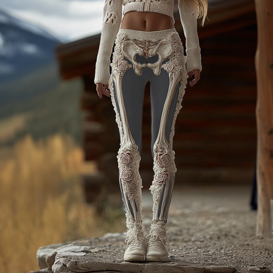 Women's Anatomical Style Dark Halloween-themed Knitted Tight-fitting Leggings. artswardrobe
