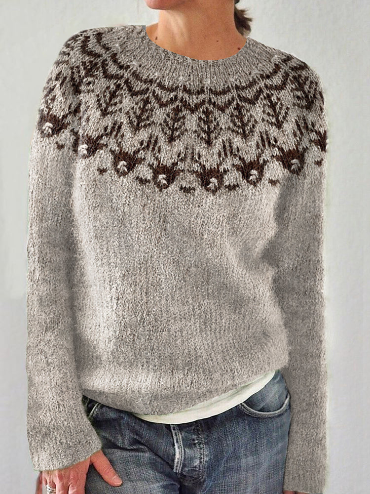 Christmas Reindeer Pattern Cozy Icelandic Sweater elevenforest
