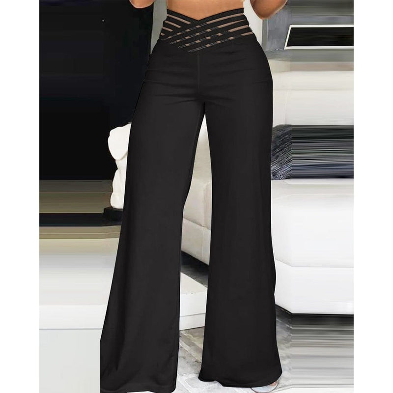 LM | Elastane flare pant with crossed waistband
