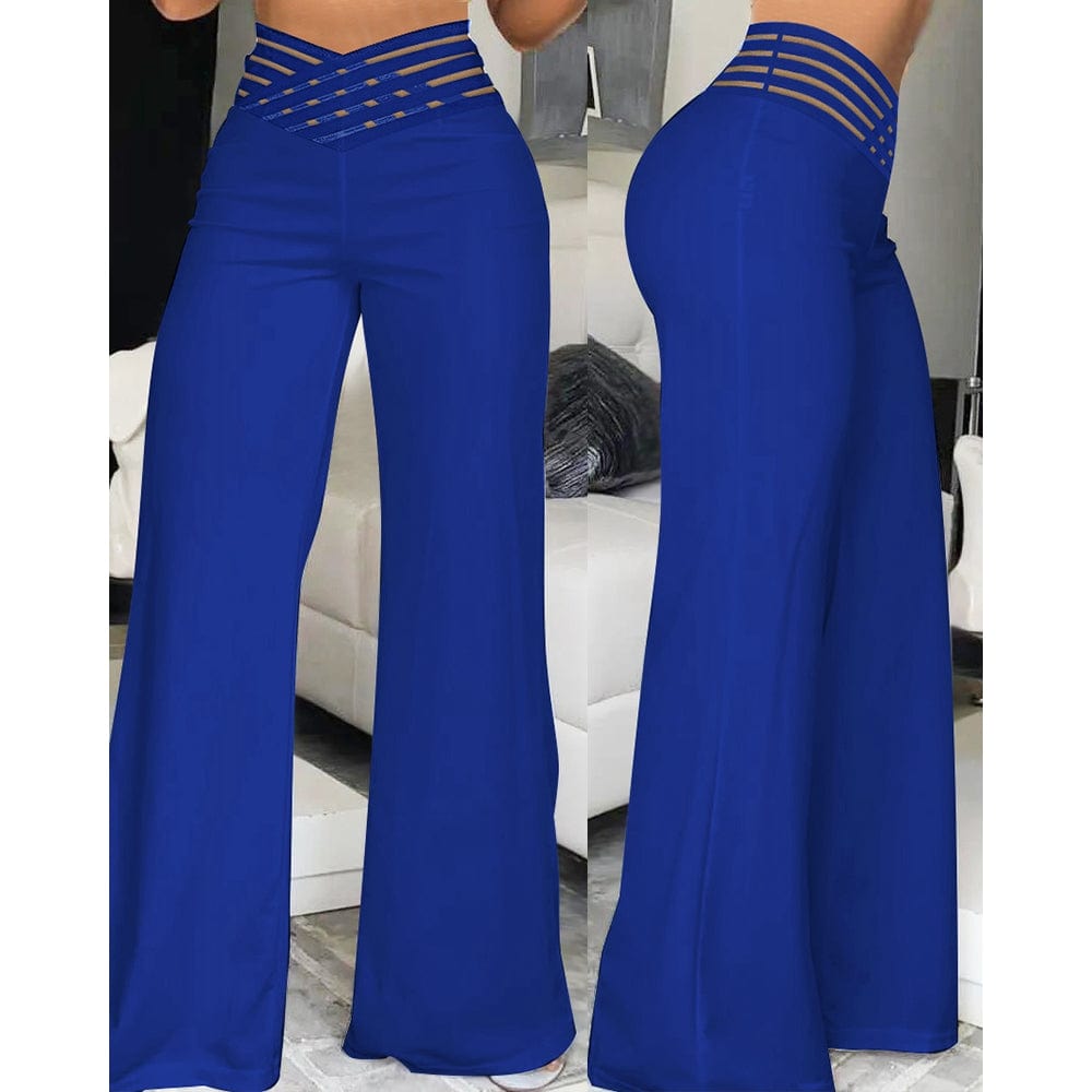 LM | Elastane flare pant with crossed waistband