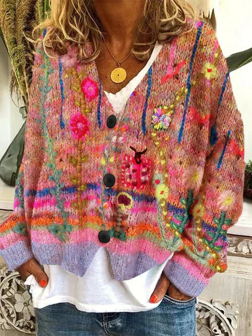 LM | Flowered cardigan with buttons