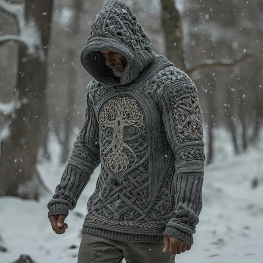 Men's Viking Tree Of Life Celtic Cozy Hooded Sweater artswardrobe