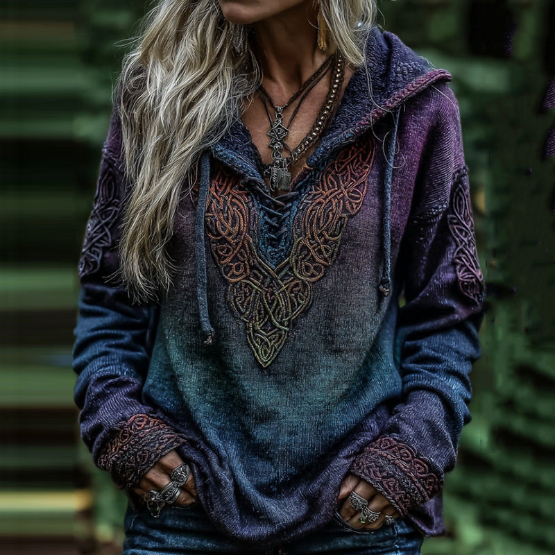 Comstylish Women's Viking Celtic Knot Art Gradient Comfort Hoodie
