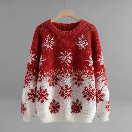 Vintage Snowflake Pattern Gradient Cozy Knit Sweater artswardrobe