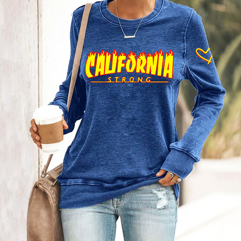 Comstylish Retro Women's California Strong Los Angeles Palisades Fire Inspired Print Sweatshirt